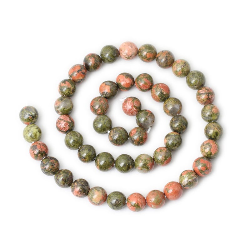 CHEAVIAN 45PCS 8mm Natural Unakite Gemstone Round Loose Beads for Jewelry Making DIY Handmade 1 Strand 15" - Image 2